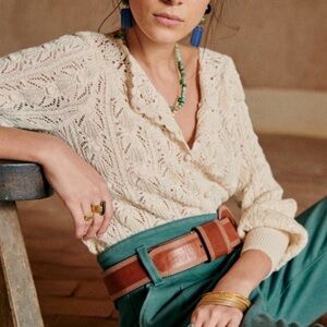 Sezane Artie reversible sweater/cardigan in **Cream**